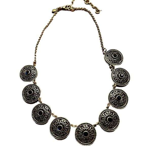 J. Crew Gold Tone Medallion Statement Necklace - Picture 2 of 6